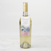 ダスティブルーとローズゴールドグリッターのモダンウェディング ボトルネックタグ (ボトル)