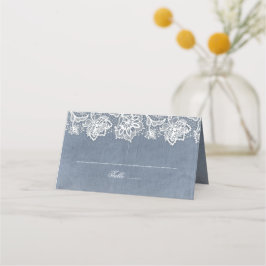 ダスティブルーとヴィンテージレ結婚ース プレイスカード