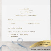 ダスティブルーと実在金箔モノグラム結婚ズ オールインワン招待状