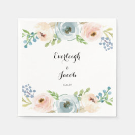 ダスティブルーと赤面ピンク結婚ズ スタンダードカクテルナプキン