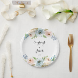 ダスティブルーと赤面ピンク結婚ズ ペーパープレート