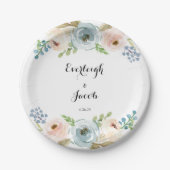 ダスティブルーと赤面ピンク結婚ズ ペーパープレート (正面)