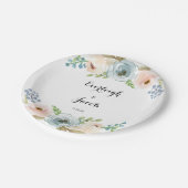 ダスティブルーと赤面ピンク結婚ズ ペーパープレート (アングル)