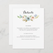 ダスティブルーと赤面ピンク結婚フローラ エンクロージャーカード (正面/裏面)