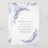 ダスティブルーと赤面フローラブライダルシャワー 招待状 (正面/裏面)