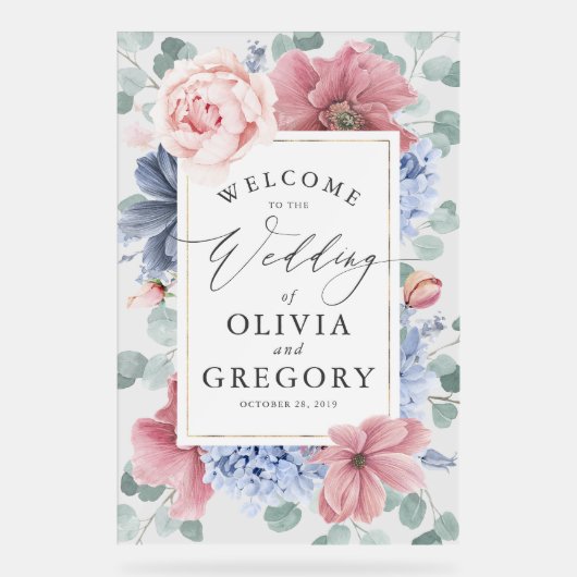 ダスティブルーと赤面フローラ結婚の歓迎 アクリルサイン (正面)