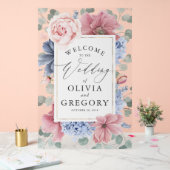 ダスティブルーと赤面フローラ結婚の歓迎 アクリルサイン (ウェディング)