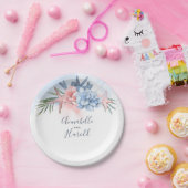 ダスティブルーと赤面先ビーチ結婚式 ペーパープレート (パーティー)