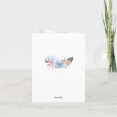 ダスティブルーと赤面水彩ビーチ結婚式 サンキューカード (裏面)