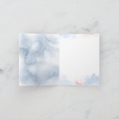 ダスティブルーと赤面水彩ビーチ結婚式 サンキューカード (内部)