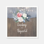 ダスティブルーと赤面素朴カントリーウェディング スタンダードカクテルナプキン (正面)