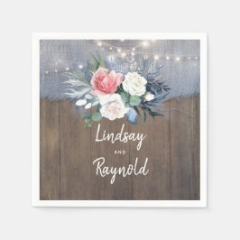 ダスティブルーと赤面素朴カントリーウェディング スタンダードカクテルナプキン