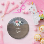 ダスティブルーと赤面素朴カントリーウェディング ペーパープレート (パーティー)