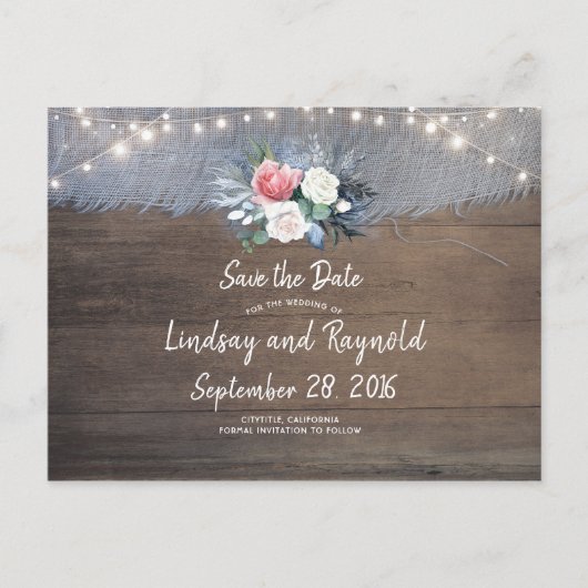 ダスティブルーと赤面素朴国の日付を保存 案内ポストカード (正面)