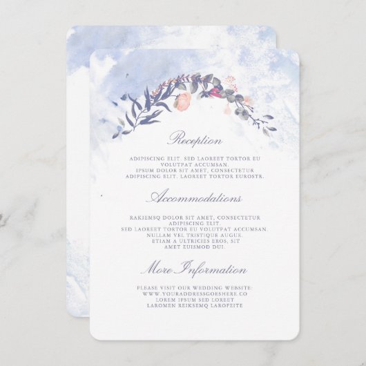 ダスティブルーと赤面結婚ズインフォメーションゲスト エンクロージャーカード (正面/裏面)