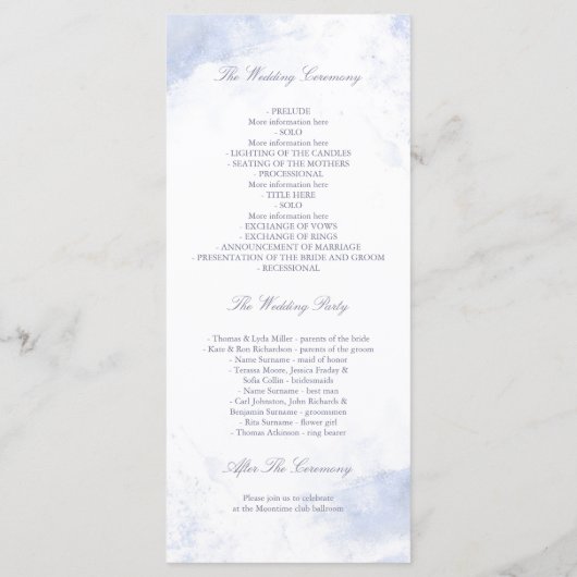 ダスティブルーと赤面結婚式 プログラム (裏面)