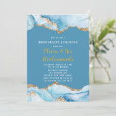 ダスティブルーと金ゴールドアゲートブリデスメイドランチョン 招待状 (スタンド正面)