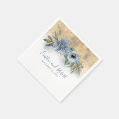 ダスティブルーと金ゴールドグリッターロマン結婚ティック スタンダードカクテルナプキン (角)