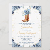 ダスティブルーと金ゴールドフローラカウボーブークキンセアニラ 招待状 (正面)