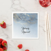 ダスティブルーと金ゴールドモダン結婚ズ スタンダードカクテルナプキン (インサイチュ)