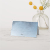ダスティブルーと金ゴールドモダン結婚ズ プレイスカード (正面)