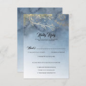 ダスティブルーと金ゴールドモダンRSVP 出欠カード (正面/裏面)