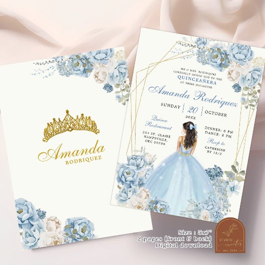 ダスティブルーと金ゴールド王室のクラウンメキシコプリンセス 招待状