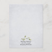 ダスティブルーと金ゴールド素朴エレガントフローラ結婚ズ エンクロージャーカード (裏面)