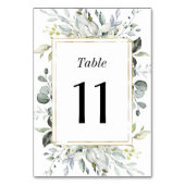 ダスティブルーと金ゴールド素朴エレガントフローラ結婚ズ テーブルナンバー (正面)