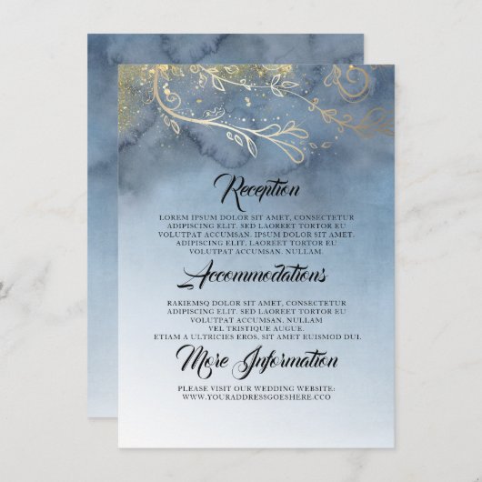 ダスティブルーと金ゴールド結婚の情報 エンクロージャーカード (正面/裏面)