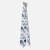 ダスティブルーのおしゃれな花のエレガントなボタニカルな花婿用 ネクタイ (正面)