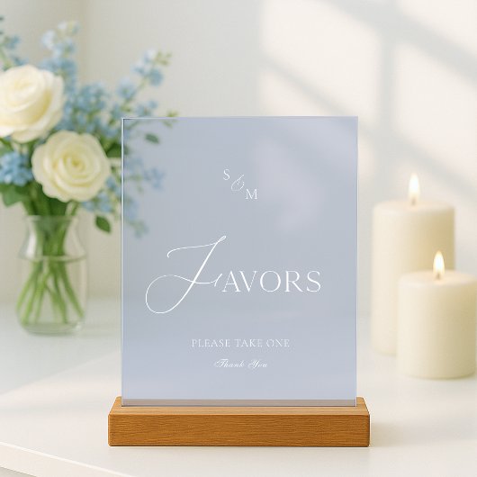 ダスティブルーのアクリル製"Favors" ウェディングサイン アクリルサイン
