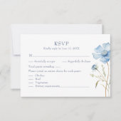 ダスティブルーのアジサイと野の花の結婚式RSVPカード 出欠カード (正面)