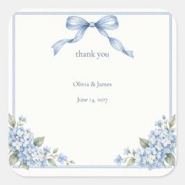 ダスティブルーのアジサイの結婚式の引出物サンクスギフト スクエアシール