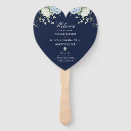 ダスティブルーのアジサイの結婚式プログラム ハンドファン