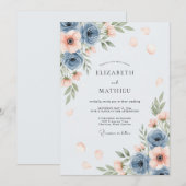 ダスティブルーのエアリーな春の結婚式 招待状 (正面/裏面)