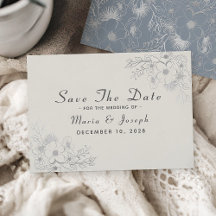ダスティブルーのエレガントな冬の結婚式のSave Date