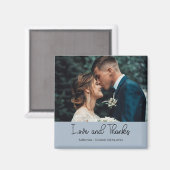 ダスティブルーのエレガントな結婚式の愛と感謝の写真 マグネット (正面/裏面)