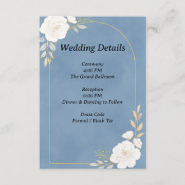 ダスティブルーのエレガントな結婚式詳細カード エンクロージャーカード