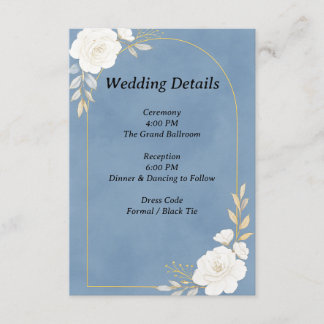 ダスティブルーのエレガントな結婚式詳細カード エンクロージャーカード