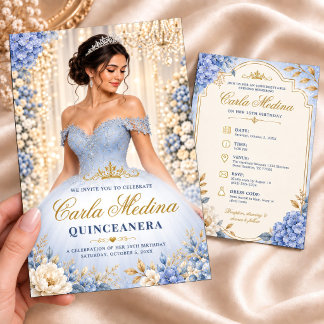 ダスティブルーのキンセアニェーラ Mis Quince Anos バースデー 招待状