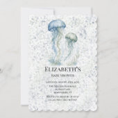 ダスティブルーのクラゲ 男の子ベビーシャワー 招待状 (正面)