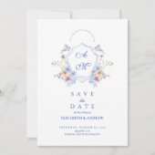 ダスティブルーのクレストフラワーの結婚式 セーブザデート (正面)