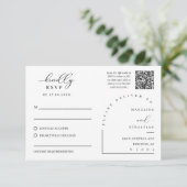 ダスティブルーのソフトなRSVP結婚式挿入ポストカード 出欠カード (スタンド正面)
