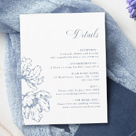 ダスティブルーのフレンチフラワーの結婚式の詳細 エンクロージャーカード