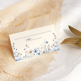 ダスティブルーのボヘミアンな野生の花の結婚式 プレイスカード