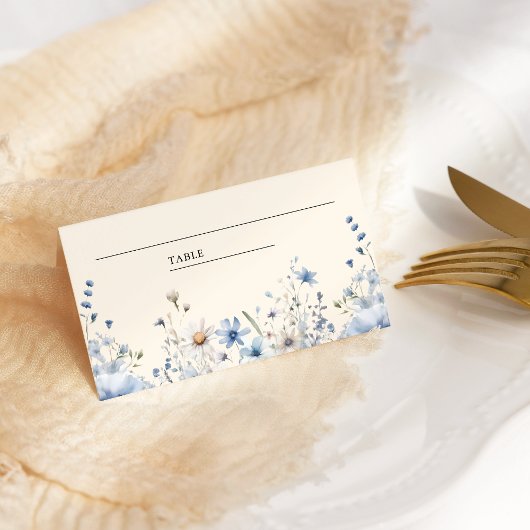 ダスティブルーのボヘミアンな野生の花の結婚式 プレイスカード