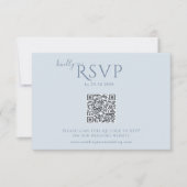 ダスティブルーのミニマリスト結婚式RSVPカード 出欠カード (正面)
