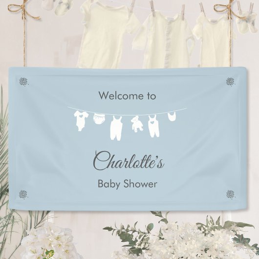 ダスティブルーのミニマリスト ベビーボーイシャワー 横断幕