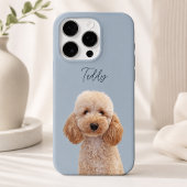ダスティブルーのモダンな犬の写真と手書きペットの名前 iPhoneケース